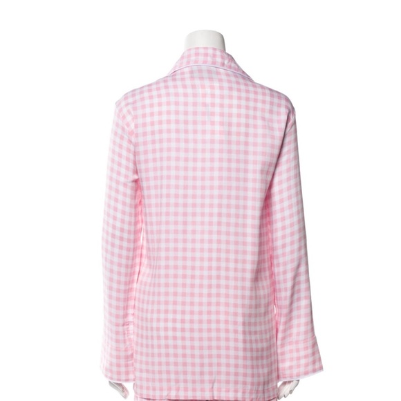 SLEEPER Party Pajama Set Top in Pink White Gingham Peter Pan (Top Only) LARGE - Picture 3 of 12